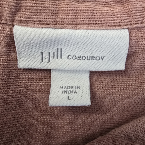 J. Jill Corduroy Button Up Shirt Blush Pink Relaxed Fit Cotton Blend L - Picture 3 of 12
